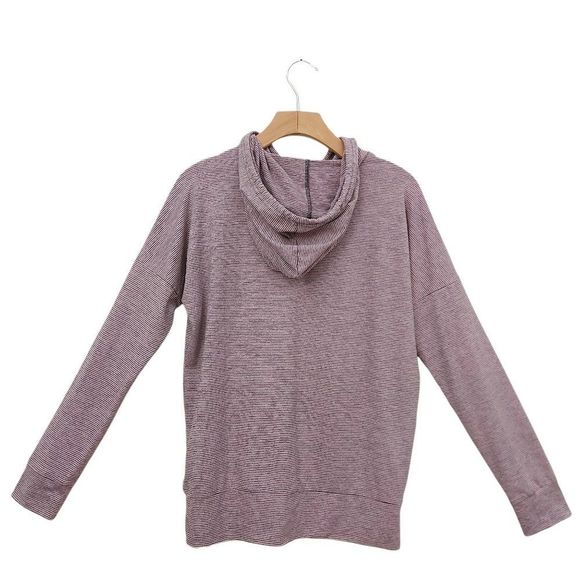 Skechers Top Womens Small Rose Gray Hooded Long Sleeve Striped Athletic Gym - Picture 2 of 10